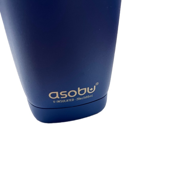 Asobu 20oz Blue Stainless Steel Insulated Travel Water Bottle Cup w. Lid & Straw - Picture 3 of 6